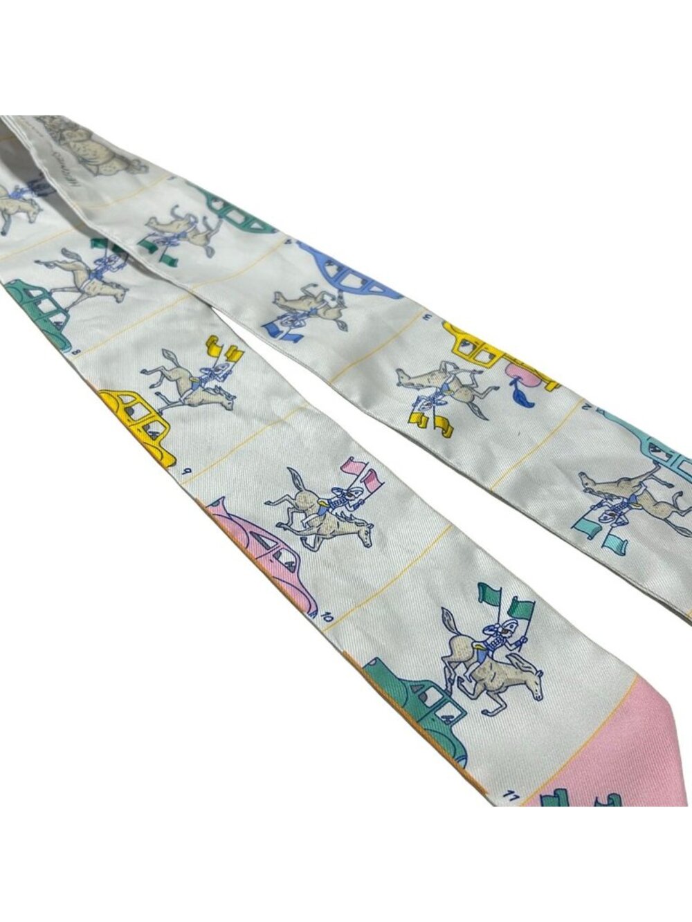 Hermes Scarf Twill White Multi Ribbon Parade - Picture 6 of 7